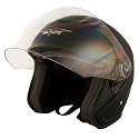 VCAN Gloss Black Medium Metro Scooter Helmet with Full Face Shield