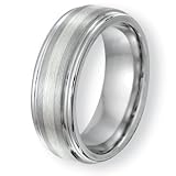 Chisel Cobalt Chromium Sterling Silver Inlay Satin/Polish 8mm Band