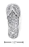 Sterling Silver Flip-Flop Pendant Pave CZ Insole Plain strap