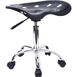 VibrantBlackTractorSeatAndChromeStool[LF-214A-BLACK-GG]