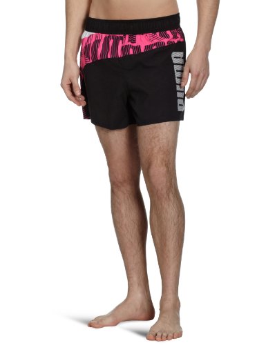 PUMA Herren Badeshorts No.1 Logo, black-fluo pink, L, 819382 05