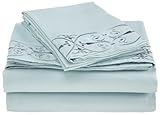 IMAGE OF Ultimate Luxury Microfiber Embroidered Queen Sheet Set, Sky Blue