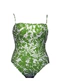 INC Green and White Flower Print One Piece Swimsuit 14
