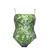 INC Green and White Flower Print One Piece Swimsuit 14