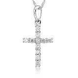 10k White Gold Cross Diamond Pendant Necklace (HI, I, 0.20 carat)