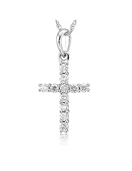 10k White Gold Cross Diamond Pendant Necklace (HI, I, 0.20 carat)