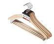 Wood Suit Hangers w/ lock bar - Set of 5, Natural Finish