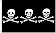 Pirate "3 Skulls" Flag - 3 foot by 5 foot Polyester (NEW)