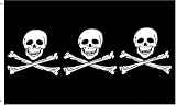 Pirate "3 Skulls" Flag - 3 foot by 5 foot Polyester (NEW)