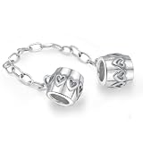 Bling Jewelry Hearts 925 Sterling Silver Safety Chain Bead Screw Core Compatible with Pandora Troll Chamilia