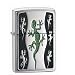 Zippo Green Lizard Emblem Brushed Chrome Pocket Lighter