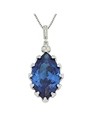 Sterling Silver Blue and White Cubic Zirconia Marquise Pendant Necklace, 18"