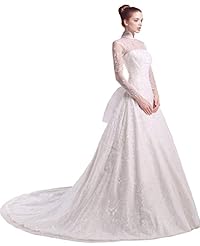 High-Neck Long Sleeves Applique Lace Evening Dress 