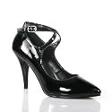 4 Inch Sexy Black Shoe Womens Evening Shoes Crisscross Ankle Strap Pump Shoes Black Patent