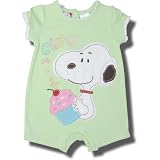 Snoopy Cute as a Cupcake appliqued romper for babies