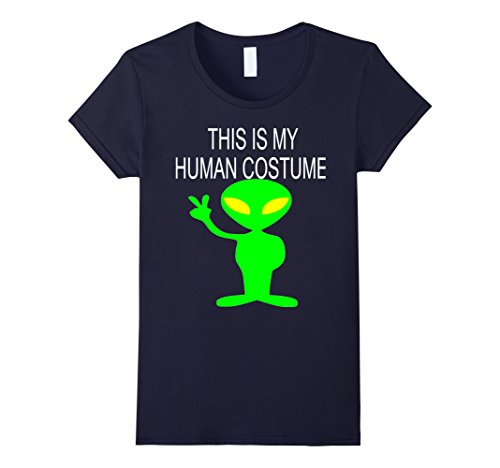 Women's Alien Halloween Costume T-Shirt Medium Navy