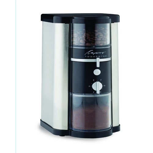 Capresso 585 Disk Type 14OZ. Burr Grinder Bundle With Coffee Grinder Cleaner