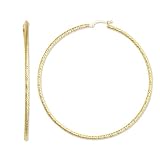 14k Yellow Gold Large Round Hoop Earrings 65mm X 2mm