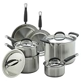 KitchenAid Gourmet Essentials 10-Piece Brushed Stainless Steel Cookware Set
