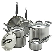 KitchenAid 75826 Gourmet Essentials 10-Piece Brushed Stainless Steel Cookware Set