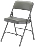 4 Grey Vinyl Upholstered Premium Folding Chair