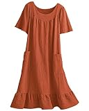 National Solid Crinkle Cotton Dress