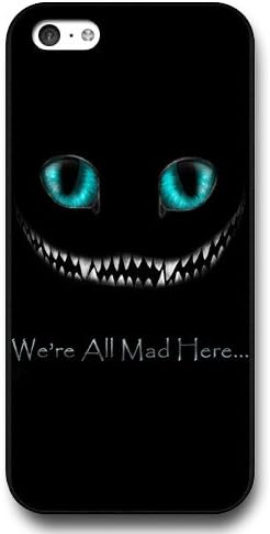 UniqueBox Customized Black Hard Plastic iPhone 5c Case, Alice in Wonderland We're all mad here Cheshire Cat Smile Face iPhone 5C case