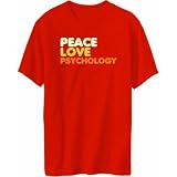 Peace Love Psychology Hobbies Mens T-Shirt (Red, Sizes X-Small - XXX-Large)