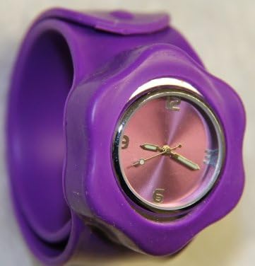 Silicone Slap On Watch - Purple Flower - Large