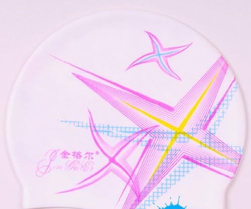 Qishi's Colorful Silicone Swim Swimming Caps for Long Hair Ladies (pink)
