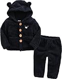 [Vaenait Baby] 6-24ヶ月ベビー服長袖もこもこアニマルロフリース ンパース カバーオール フード付きBear Set Navy 6-12M