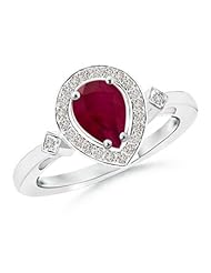 Round Diamond and Pear Ruby Engagement Ring- 0.75 ct TGW