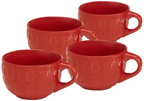 Kane Home Products Christmas Ho Ho Ho Jumbo Soup Mug, Red, Set of 4 On Sale