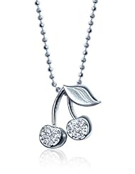 Alex Woo "Little Vegas" Diamond and 14kt White Gold Cherries Pendant Necklace