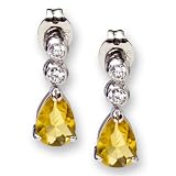 Yellow CZ Silver Drop Earrings