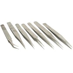 7 Anti-Magnetic Curved Straight Tweezers Watch Tools