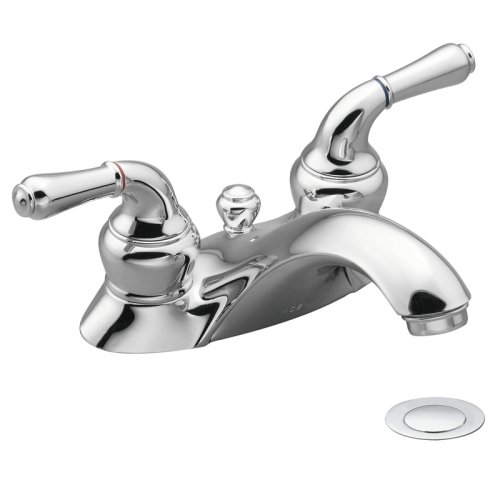 Moen 4551 Monticello Two-Handle Low Arc Lavatory Faucet with Drain Assembly, Chrome