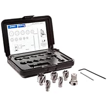 Jancy Slugger High Speed Steel Annular Cutter Set (5 piece), Uncoated (Bright) Finish, 1/2" Annular Shank, 5/8" Depth, 9/16" - 1-1/16" Sizes