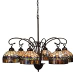 NEW Meyda 31 Inch W Tiffany Candice 6 Lt Chandelier Ceiling Fixture Mahogany Bronze Finish
