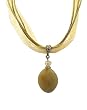Necklace - N67 - Genuine Semi Precious Gemstone on Five-Strand Organza and Cotton Cord + 2" Extension Chain - Oval Shape ~ Tri Color Jade