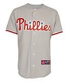 MLB Men's Philadelphia Phillies Roy Oswalt Road Gray Short Sleeve 6 Button Synthetic Replica Baseball Jersey Spring 2012  (Road Gray, Large)