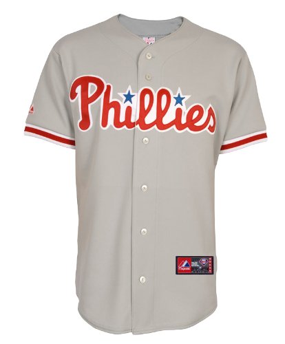 MLB Men's Philadelphia Phillies Raul Ibanez Road Gray Short Sleeve 6 Button Synthetic Replica Baseball Jersey Spring 2012  (Road Gray, Large)