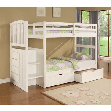 Powell Angelica Twin Bunk Bed with Underbed Dual Drawer Unit