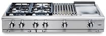 Capital GRT486Q 48" Pro Style Gas Rangetop with 6 Power Flo Sealed Burners, Simmer and 12" Infra Q Barbecue Grill