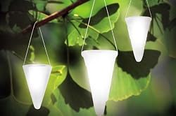 Hanging Solar Garden Light - Cornet Shaped Solar Lights, Solar Tree Lighting - Set of Three (3) Lights