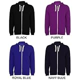 Womens American Style Plain College Preppy Contrast White Zip Hoodie