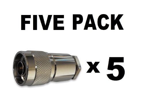 5 x N TYPE COAX CONNECTOR GOLD PIN SUITABLE FOR RG213, WESTFLEX 103, ECOFLEX 10