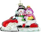 Snowmobile Buddies Glass Ornament
