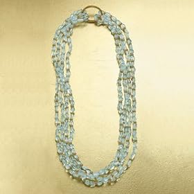 Oval Aquamarine Bead Necklace by
