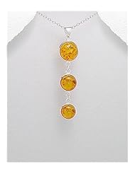 Baltic Amber Pendant Necklace In 92.5 Sterling Silver
